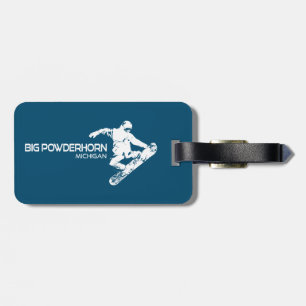 Big Powderhorn Mountain Michigan Snowboarder Luggage Tag