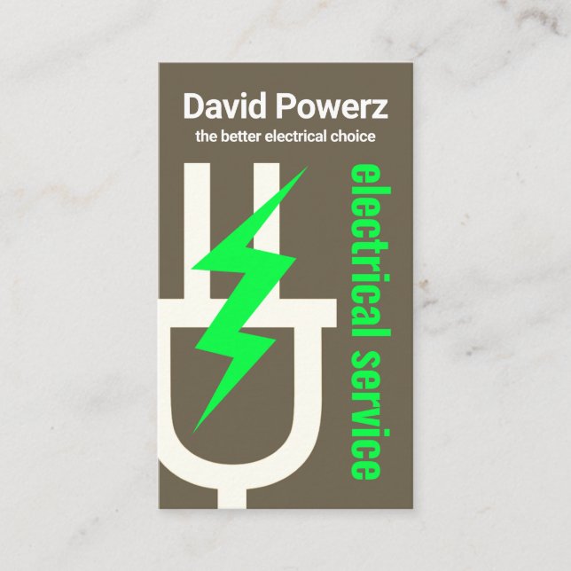 Big Power Plug Electrical Charge Business Card (Front)