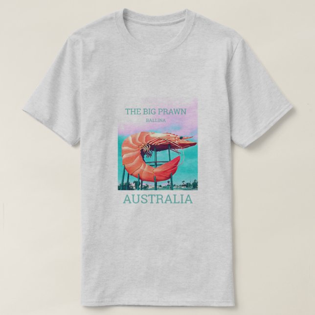 Big Prawn funny Australia travel icon T-Shirt (Design Front)
