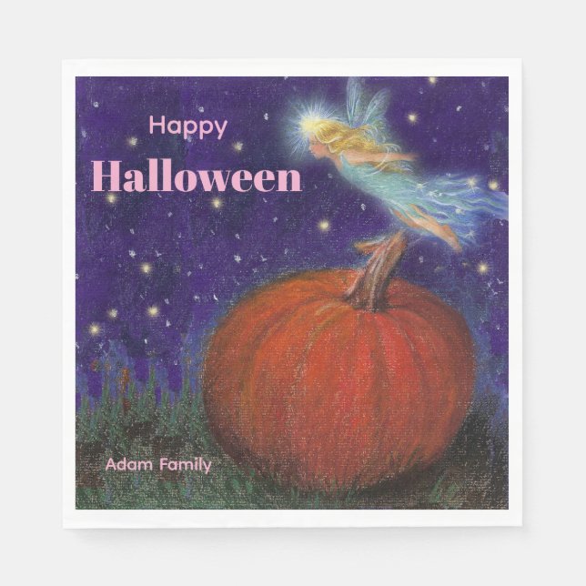 Big Pumpkin Fairy Custom Halloween Napkin (Front)