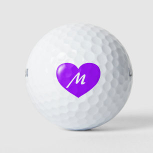 Big Purple Heart Monogram Template Golf Balls