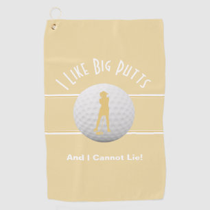 Big Putts Golfer Sports Humour For Her Yellow Cute Golf Towel