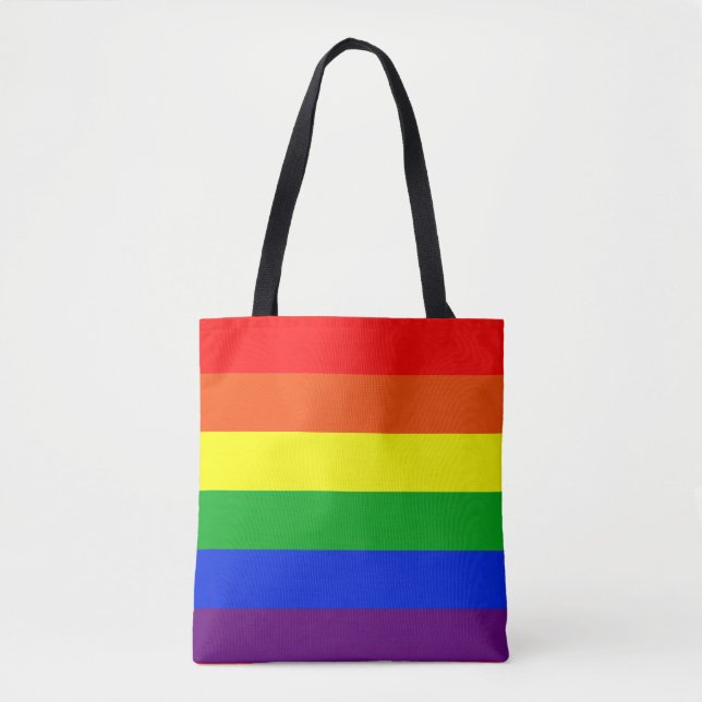 Big rainbow coloured stripes tote bag (Front)