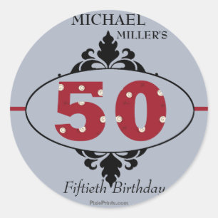 Big Red 50th - Birthday Party Sticker
