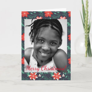 Big Red and White Christmas Poinsettias Photo Note Card