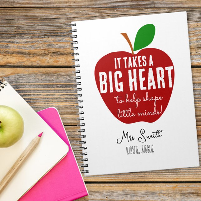 Big red apple Big heart teacher christmas gift Spiral Notebook (Creator Uploaded)