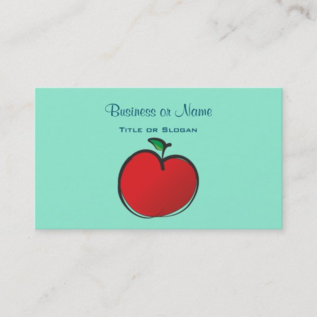 Big Red Apple Drawing Business Card (Front)