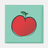 Big Red Apple Drawing on a Pale Green Background