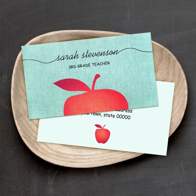 Big Red Apple School Teacher Education Business Card (Creator Uploaded)