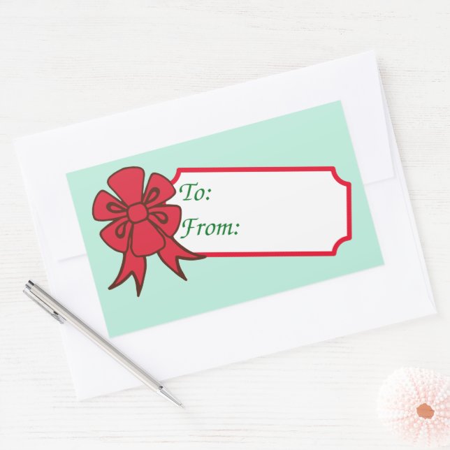 Big Red Bow Christmas Gift Tag Labels (Envelope)