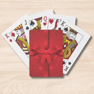 Big Red Bow Christmas Holidays Gift Playing Cards