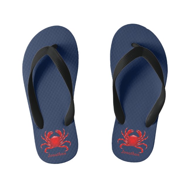 Big Red Crab Back to School Dorm Essentials Kids Kid's Jandals (Footbed)