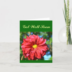 "Big Red Dahlia With Yellow 'Button' Centre" Card