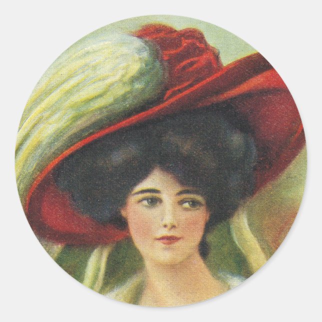 Big Red Hat Classic Round Sticker (Front)