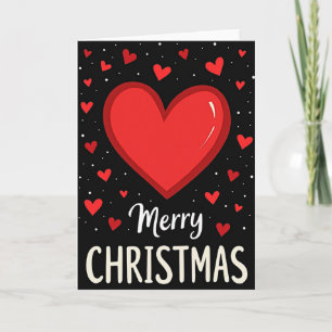 Big Red Heart Black Merry Christmas Card