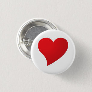 Big Red Heart, Love, white 3 Cm Round Badge