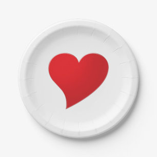 Big Red Heart, Love, white party Paper Plate