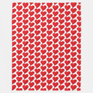 Big Red Heart, Love, white Valentine's day Fleece Blanket