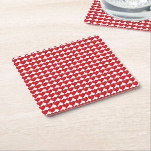 Big Red Heart, Love, white Valentine's day party Square Paper Coaster
