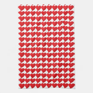 Big Red Heart, Love, white Valentine's day Tea Towel