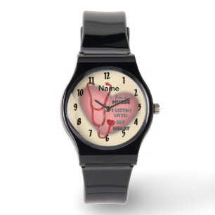 Big red heart nurse watch