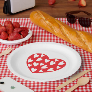 Big Red Heart Paper Plate
