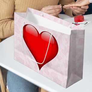 Big Red Heart Pink Valentine's Day Large Gift Bag