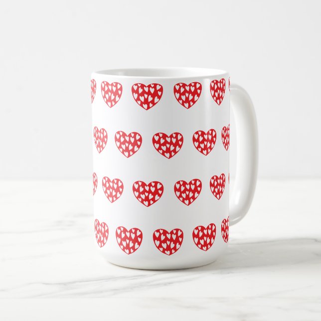 Big red heart with little hearts coffee mug (Front Right)