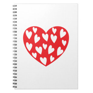 Big red heart with little hearts notebook