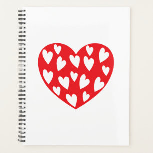 Big red heart with little hearts planner