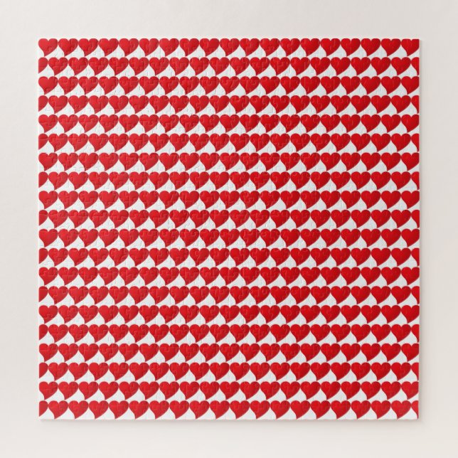 Big Red Hearts pattern white Valentine's day Jigsaw Puzzle (Vertical)