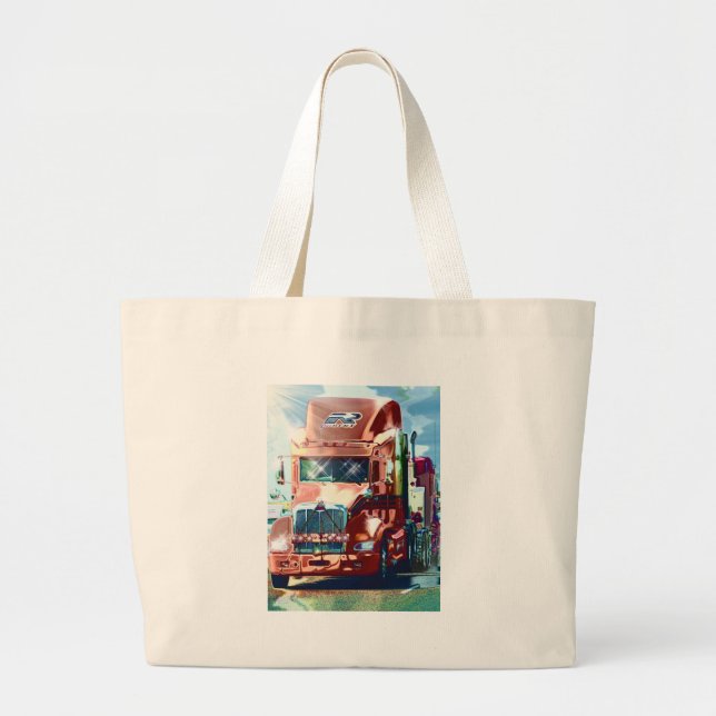 Big Red Heavy Truck for Truckers & Truck-Lovers Large Tote Bag (Front)