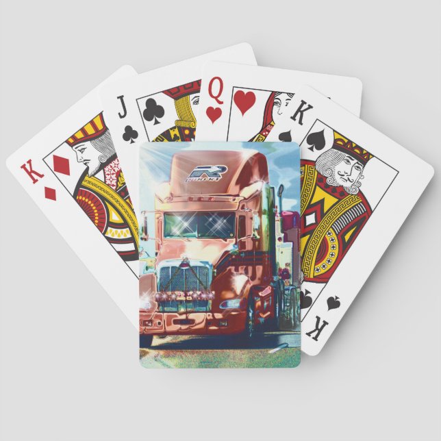 Big Red Heavy Truck for Truckers & Truck-Lovers Playing Cards (Back)