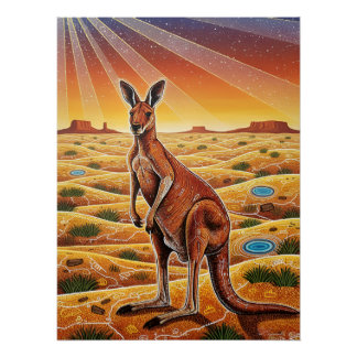 Big Red Kangaroo in Australian outback Poster