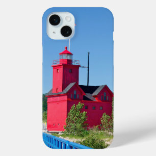Big Red Lighthouse iPhone 15 Mini Case
