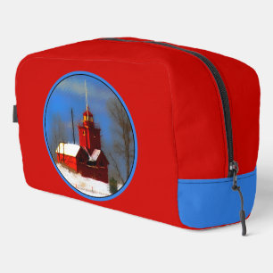 Big Red Lighthouse Painting Holland Original Art Dopp Kit