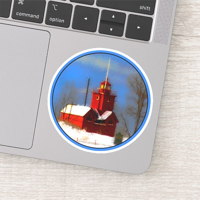 Big Red Lighthouse Painting - Original Art (Detail)