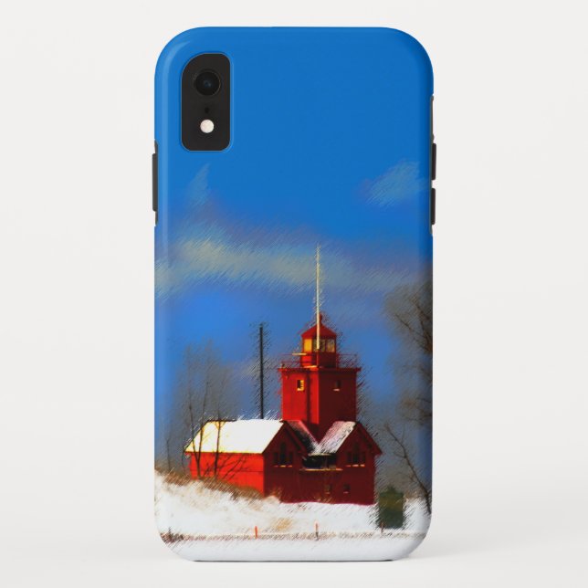 Big Red Lighthouse Painting - Original Art Case-Mate iPhone Case (Back)