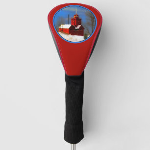 Big Red Lighthouse Painting - Original Art Golf Head Cover