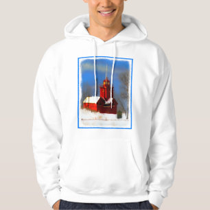 Big Red Lighthouse Painting - Original Art Hoodie