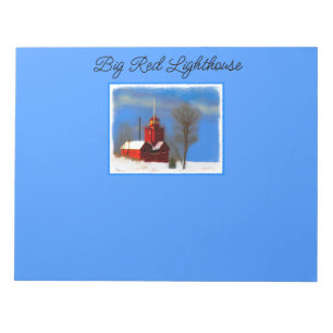 Big Red Lighthouse Painting - Original Art Notepad