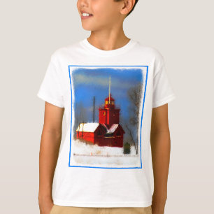 Big Red Lighthouse Painting - Original Art T-Shirt