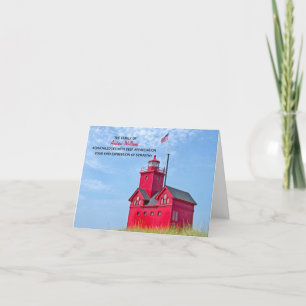 Big Red Lighthouse Sympathy Thank You Card