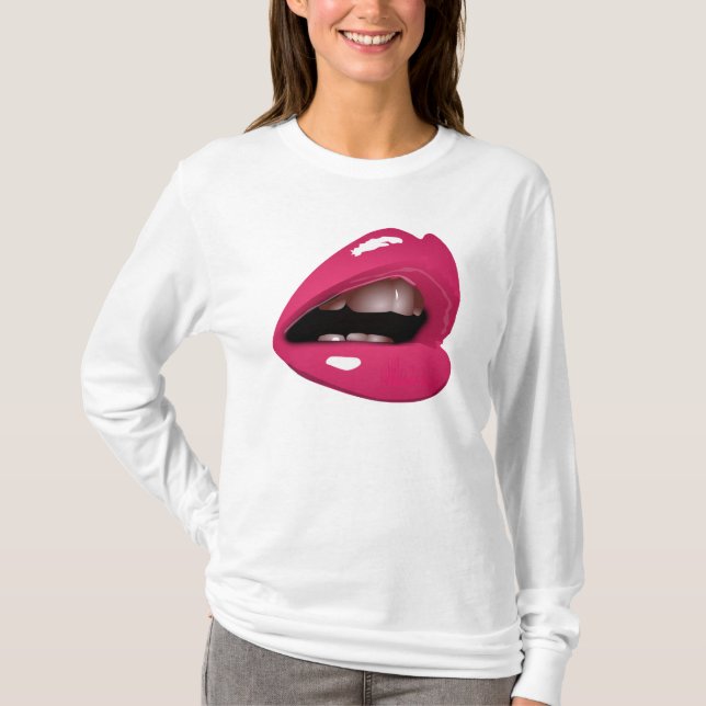 Big Red Lips Hoodie T-Shirt (Front)