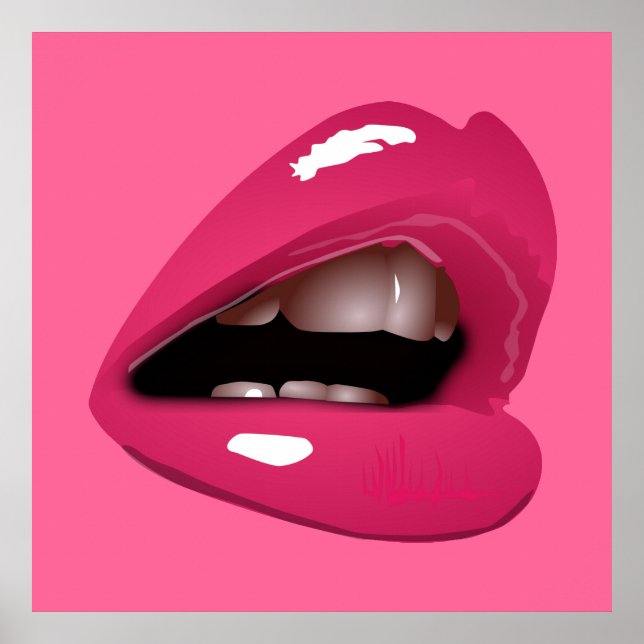Big Red Lips Pink Poster (Front)