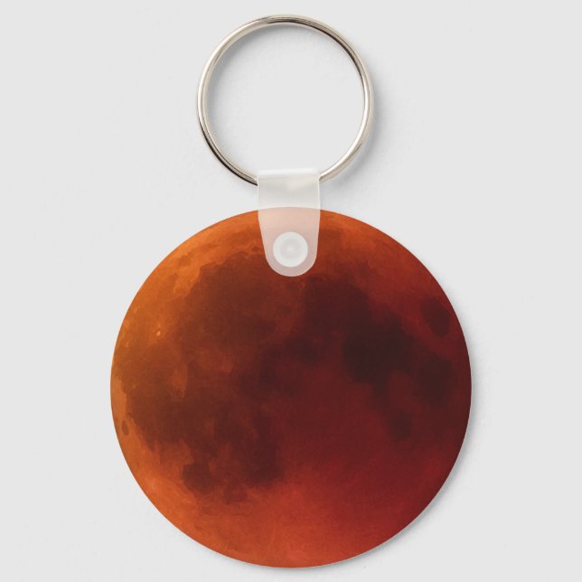 Big Red Lunar Eclipse Moon Graphic Key Ring (Front)