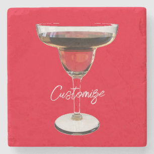 Big Red Margarita Cocktail Drink Thunder_Cove Stone Coaster
