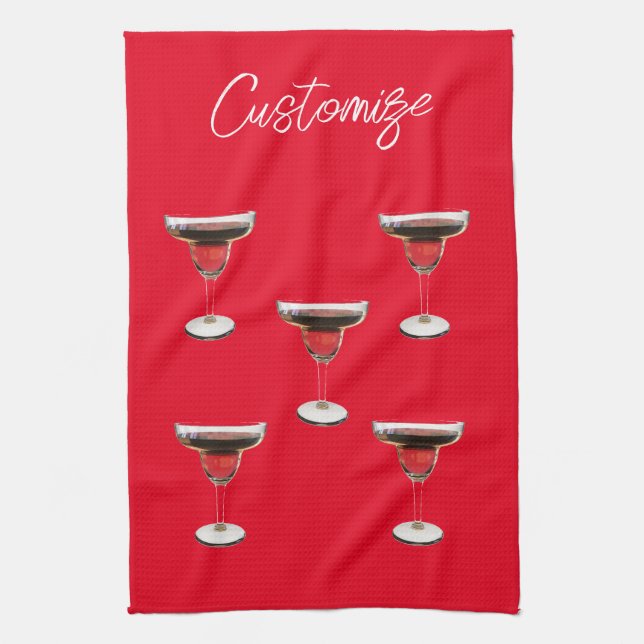 Big Red Margarita Cocktail Drink Thunder_Cove Tea Towel (Vertical)