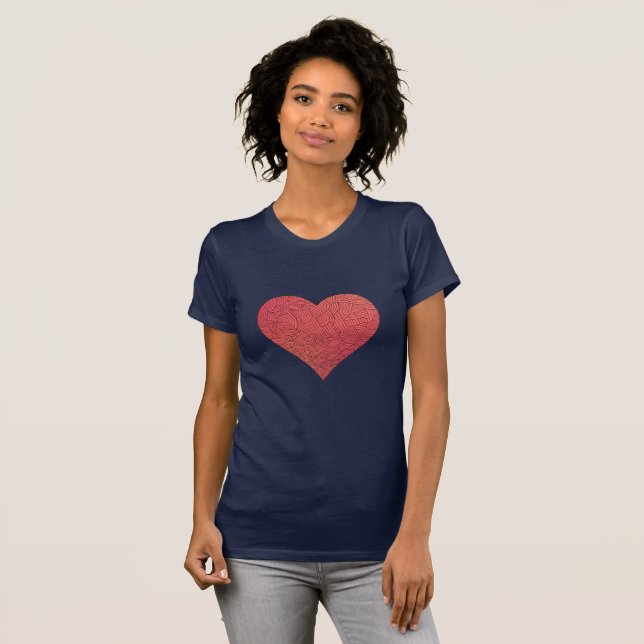 Big Red Patterned Heart T-Shirt (Front Full)