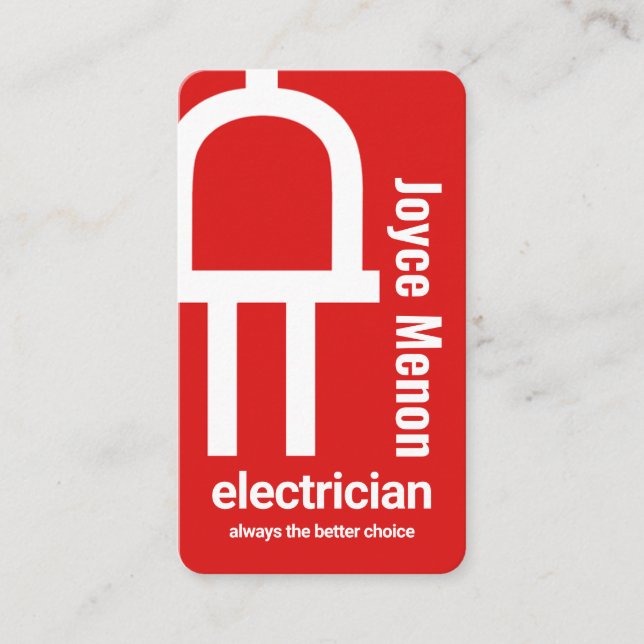 Big Red Power Plug Electricity Business Card (Front)